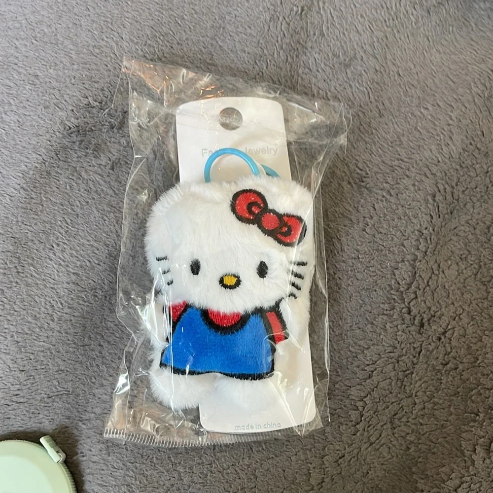 Hello Kitty Plush Keychain nwt key ring, and claw clip